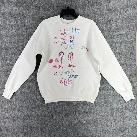 Lee Sweater Womens L Vintage 80s USA made Worlds Greatest Mom Sweatshirt Mothers - Picture 1 of 9